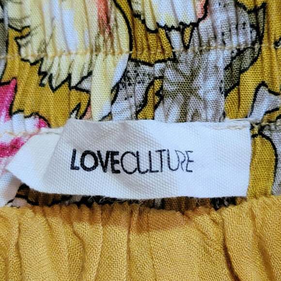 Love Culture Floral Loose Fit Pant Wide Leg Gold Yellow Pink Flowy Summer Boho S - Picture 12 of 14